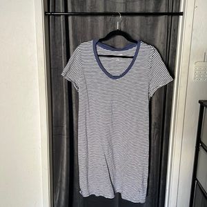Womens blue and white striped T-shirt dress